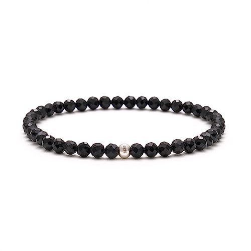 BERGERLIN Onyx Armband echt mit 925 Sterling Silberperle - facettierte Perlen - Größe S von BERGERLIN