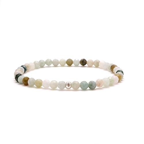 BERGERLIN Jade Armband echt mit 925 Sterling Silberperle - Myanmar Yade, facettierte Perlen - Größe M von BERGERLIN