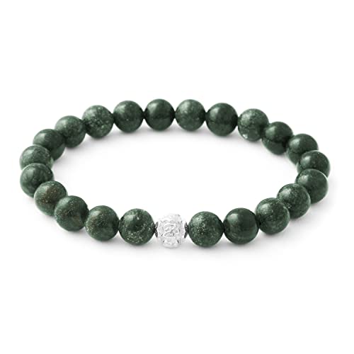 BERGERLIN Serpentin Armband – Perlenarmband aus echtem Naturstein und 925 Sterling Silberperle von BERGERLIN