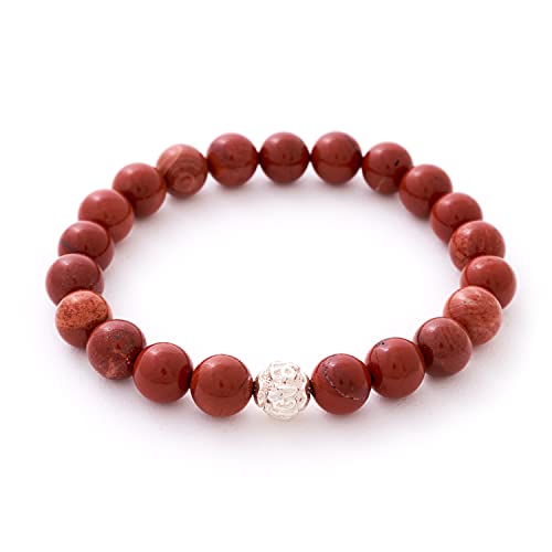 BERGERLIN Jaspis Armband - Perlenarmband aus echtem Naturstein mit 925 Sterling Silberperle von BERGERLIN