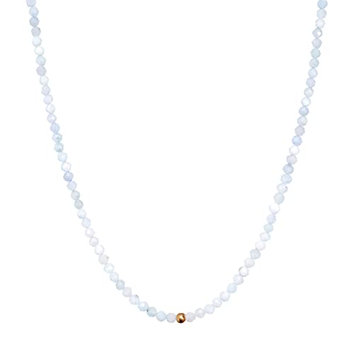 BERGERLIN Aquamarin Halskette hell blau - hellblaue Kette - Gold - M-L von BERGERLIN