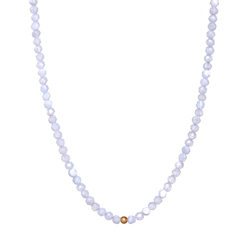 BERGERLIN Chalcedon Halskette weiss - weisse Kette - Gold - M-L von BERGERLIN