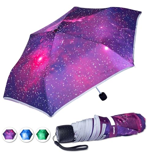 BERGIST Regenschirm Kinder reflektierend - Schulranzen Kinderschirm ultraleicht - Schirm für Mädchen & Jungen - Galaxie Lila von BERGIST