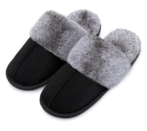 BERGMAN KELLY Damen-Hausschuhe (verschiedene Größen), Memory-Schaum-Hausschuhe für drinnen und draußen, ultrawarm mit Kunstfellkragen, Scuff-Kollektion von BERGMAN KELLY