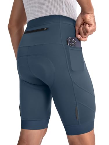 BERGRISAR Fahrradhose Herren 4D Gepolstert Radlerhose Radhose Atmungsaktive Schnelltrocknende mit 3 Taschen Blau-Grau X-Large von BERGRISAR