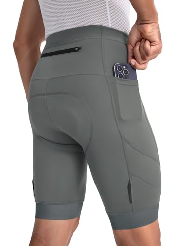 BERGRISAR Fahrradhose Herren 4D Gepolstert Radlerhose Radhose Atmungsaktive Schnelltrocknende mit 3 Taschen Grau XX-Large von BERGRISAR