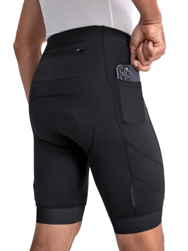 BERGRISAR Fahrradhose Herren 4D Gepolstert Radlerhose Radhose Atmungsaktive Schnelltrocknende mit 3 Taschen Schwarz XX-Large von BERGRISAR