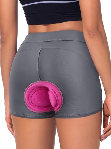 BERGRISAR Fahrradunterhose Radunterhose für Damen Gepolstert Fahrradhose Radlerhose mit 4D Sitzpolster Atmungsaktive Stoßfeste Grau-Blau XL von BERGRISAR