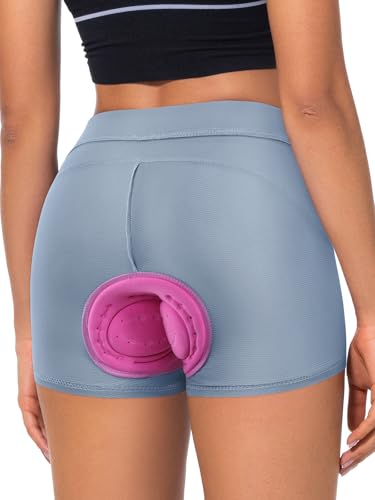 BERGRISAR Fahrradunterhose Radunterhose für Damen Gepolstert Fahrradhose Radlerhose mit 4D Sitzpolster Atmungsaktive Stoßfeste Hellblau XL von BERGRISAR