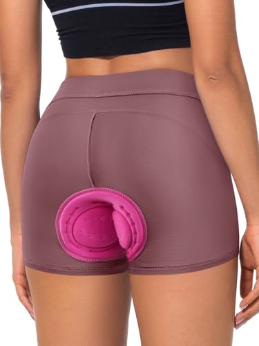 BERGRISAR Fahrradunterhose Radunterhose für Damen Gepolstert Fahrradhose Radlerhose mit 4D Sitzpolster Atmungsaktive Stoßfeste Rosa XL von BERGRISAR