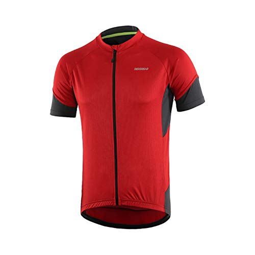 BERGRISAR Herren Fahrradtrikot Kurzarm Sommer Atmungsaktive Leicht Fahrradbekleidung BG650 Rot, Groß von BERGRISAR