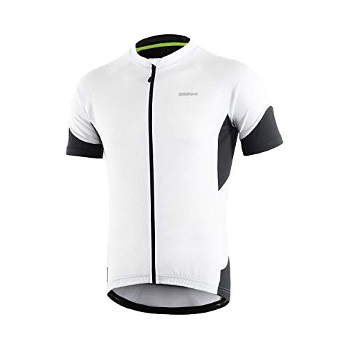 BERGRISAR Herren Fahrradtrikot Radtrikot Kurzarm, Sommer Atmungsaktive Schnelltrocknen Leicht Fahrradbekleidung BG650 Weiß, Mittel von BERGRISAR