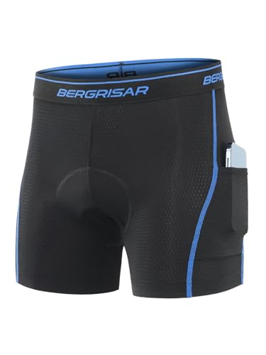 BERGRISAR Herren Fahrradhose Radunterhose 4D Gepolstert Radlerhose Radhose Fahrrad Unterhosen, Blau, XL von BERGRISAR