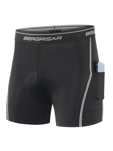 BERGRISAR Herren Fahrradhose Radunterhose 4D Gepolstert Radlerhose Radhose Fahrrad Unterhosen, Grau, M von BERGRISAR