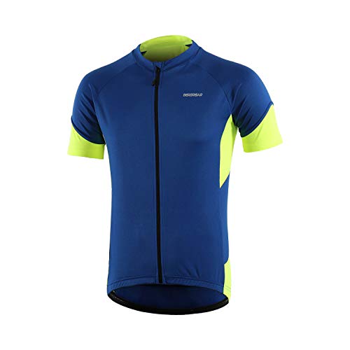 BERGRISAR Herren Fahrradtrikot Radtrikot Kurzarm, Sommer Atmungsaktive Schnelltrocknen Leicht Fahrradbekleidung BG650 Blau, Klein von BERGRISAR