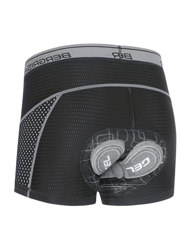 BERGRISAR Fahrradunterhose Radunterhose für Herren 4D Gepolstert Fahrradhose Fahrrad Rennrad Unterwäsche, Grau, L von BERGRISAR
