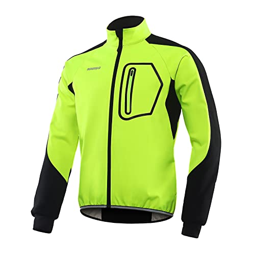 BERGRISAR Herren Fahrradjacke für Winter, Softshell Thermo Winddichte Wasserdicht Atmungsaktiv Radsport-jacken BG011 Grün Large von BERGRISAR