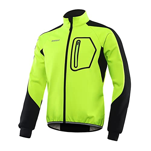 BERGRISAR Herren Fahrradjacke Softshell Thermo Wasserdicht Atmungsaktiv Rennrad MTB Jacke BG011 Grün X-Large von BERGRISAR