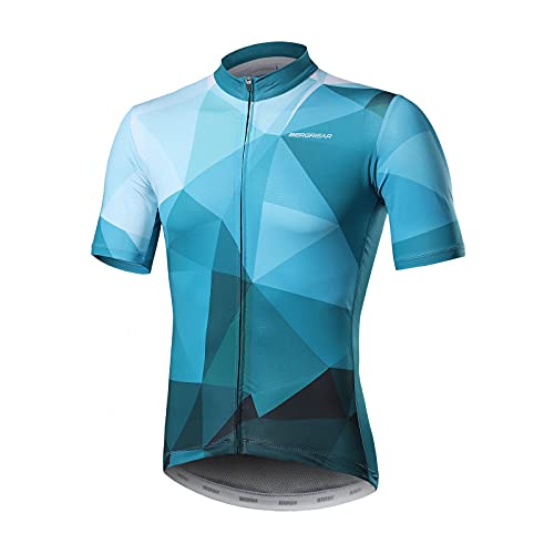 BERGRISAR Kurzarm Fahrradtrikot Herren Radtrikot mit Reißverschluss Taschen Trikots für MTB Mountainbike, Grün, Groß von BERGRISAR