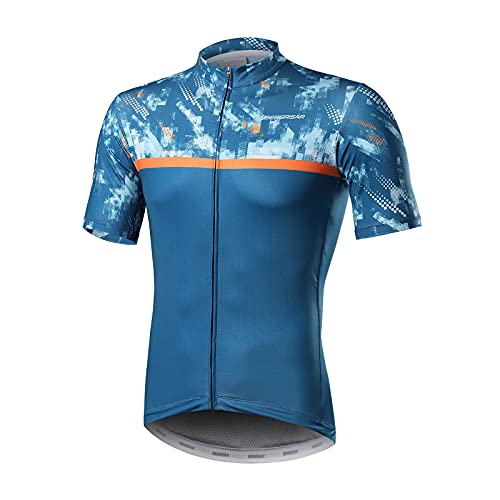 BERGRISAR Kurzarm Fahrradtrikot Herren Radtrikot mit Reißverschluss Taschen Trikots für MTB Mountainbike, Himmelblau, Groß von BERGRISAR