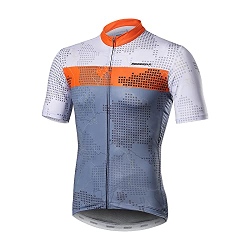 BERGRISAR Kurzarm Fahrradtrikot Herren Radtrikot mit Reißverschluss Taschen Trikots für MTB Mountainbike, Orange, Groß von BERGRISAR