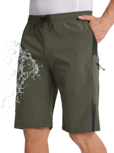 BERGRISAR MTB Hose Herren Fahrradhose Radlerhose mit 4 Taschen Atmungsaktiv Schnelltrocknend Armeegrün X-Large von BERGRISAR