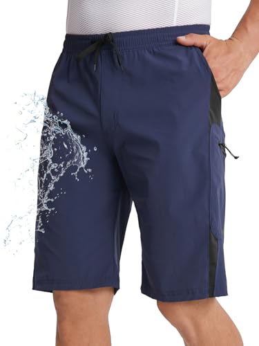 BERGRISAR MTB Hose Herren Fahrradhose Radlerhose mit 4 Taschen Atmungsaktiv Schnelltrocknend Dunkelblau Mittel von BERGRISAR