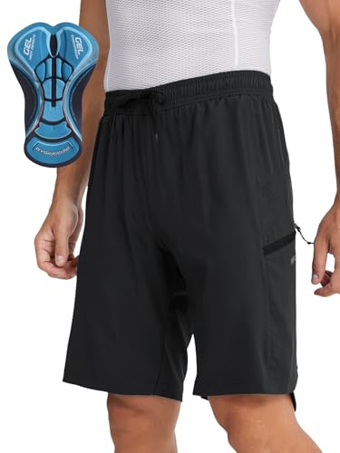 BERGRISAR MTB Hose Herren Fahrradhose mit 4D sitzpolster Atmungsaktive Radlerhose mit 3 Taschen Schwarz X-Large von BERGRISAR