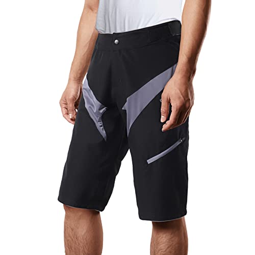 BERGRISAR MTB Hose Herren Kurz Fahrradhose Ungepolstert Schnelltrocknend Mountainbike Shorts Radhose Radlerhose BG2002 Grau X-Large von BERGRISAR