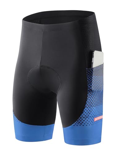 BERGRISAR Radlerhose Herren Fahrradhose Radhose 4D Gepolstert Atmungsaktive Stoßfeste Hose für MTB Rennrad Trail Blau Groß von BERGRISAR