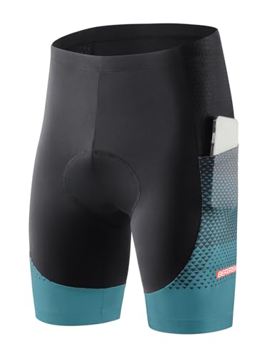 BERGRISAR Radlerhose Herren Fahrradhose Radhose 4D Gepolstert Atmungsaktive Stoßfeste Hose für MTB Rennrad Trail Grün XX-Large von BERGRISAR