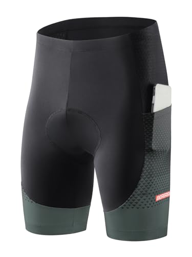 BERGRISAR Radlerhose Herren Fahrradhose Radhose 4D Gepolstert Atmungsaktive Stoßfeste Hose für MTB Rennrad Trail Grau XX-Large von BERGRISAR