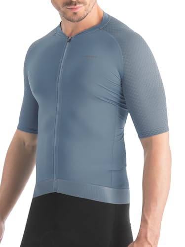 BERGRISAR Radtrikot Fahrradtrikot für Herren Kurzarm Atmungsaktiv Schnelltrocknend Ultraleicht Rennrad Trikots Grau XX-Large von BERGRISAR