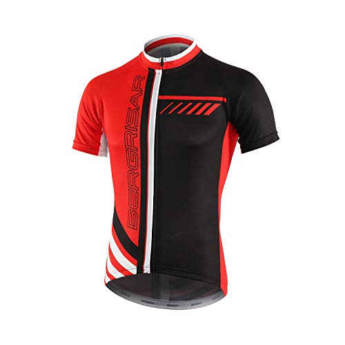 BERGRISAR Herren Fahrradtrikots Kurzarm Bike Shirt, 8002 rot, Groß von BERGRISAR