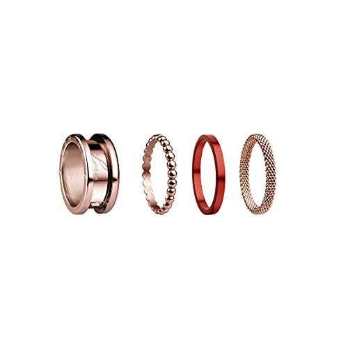 BERING Austauschbar Ring Set für Damen in Rosé Gold & Rot mit einzigartigem Twist- & Change System, Symphony-Set-D von BERING