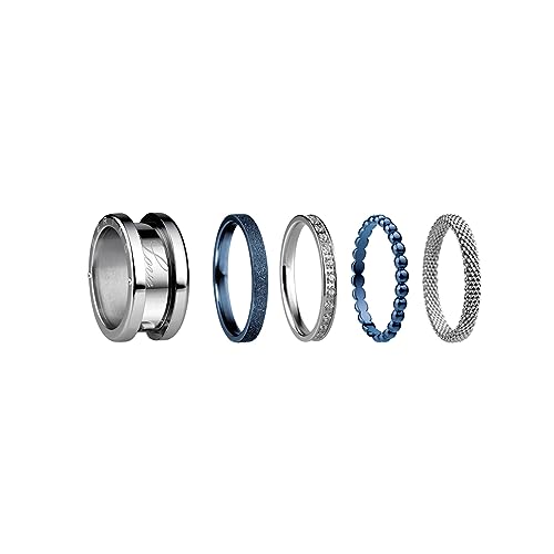 BERING Austauschbar Ring Set für Damen in Silber & Blau mit einzigartigem Twist- & Change System, Symphony-Set-A von BERING