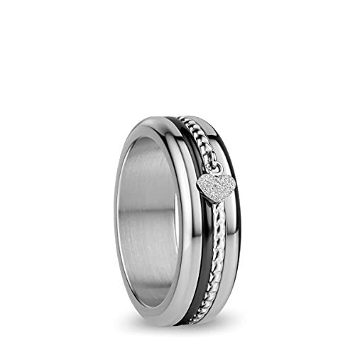 BERING Austauschbar Ringkombination für Damen in Silber & Schwarz mit einzigartigem Twist- & Change System, Rhine von BERING