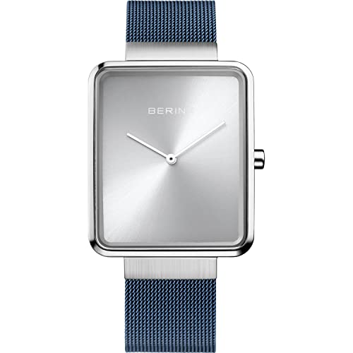 BERING Damen und Herren Uhr Quarz Movement - Classic Collection mit Edelstahl und Saphirglas 14533-XXX Armbandsuhren - Wasserdicht: 5 ATM, Silber/Blau von BERING