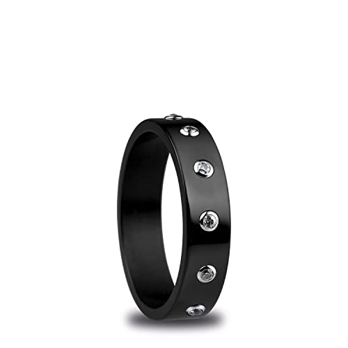 Bering Ceramic Damen-Ring Arctic Symphony Edelstahl Zirkonia weiß Größe 55 67 bis 72, Keramik, Zirkon von BERING