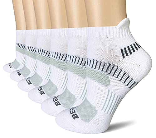 BERING Damen Performance Athletic Knöchel-Laufsocken (6er-Pack), Weiss/opulenter Garten, 6-8 von BERING