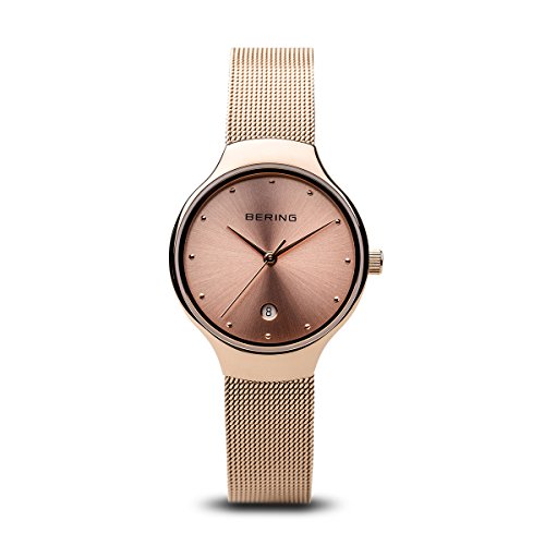 BERING Damen Uhr Quarz Movement - Classic Collection mit Edelstahl und Saphirglas 13326-XXX Armbandsuhren - Wasserdicht: 3 ATM, Roségold/Gold von BERING