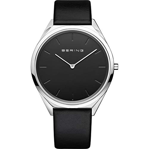 BERING Damen und Herren Uhr Quarz Movement - Ultra Slim Collection mit Kalbsleder und Saphirglas 17039-402 Armbandsuhren von BERING