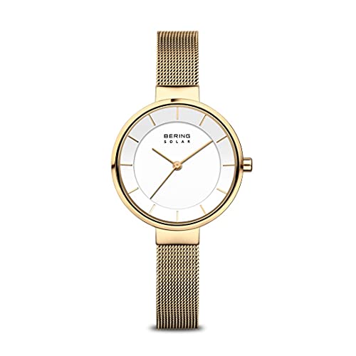 BERING Damen Uhr analog Quarz Solar mit Edelstahl Milanaisearmband 14631-324 von BERING