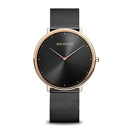 BERING Herren Uhr analog Quarzwerk mit Edelstahl Milanaisearmband 15739-166 von BERING