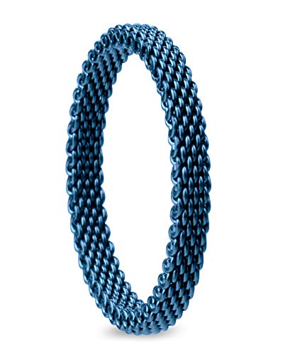 BERING Innenring schmal Edelstahl Mesh Milanaise eisblau 551-71-X1, Größe:7 von BERING