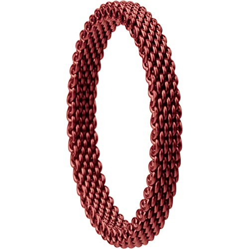 BERING Innenring schmal Edelstahl Mesh Milanaise rot 551-40-X1, Größe:8 von BERING