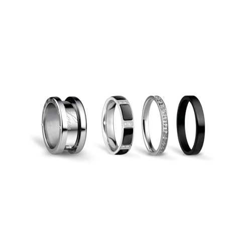 BERING Austauschbar Ring Set für Damen in Silber & Schwarz mit einzigartigem Twist- & Change System, 6 von BERING