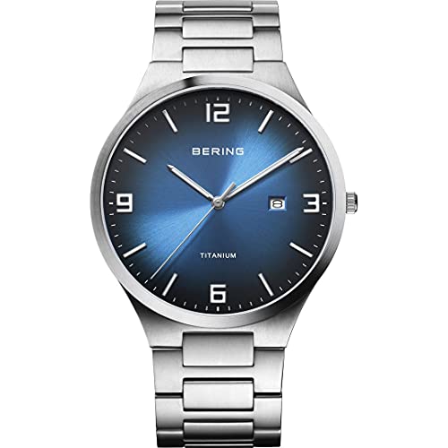 BERING Herren Uhr analog Quarz mit Titanband mit Titanelementen-Armband 15240-777 von BERING