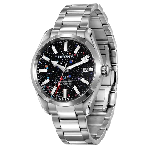 BERNY Automatik Uhr für Männer 20ATM wasserfest Dress Armbanduhr Super Leuchtend Mechanische Uhr Analog Saphirglas Datum Kalender Geburtstagsgeschenk von BERNY