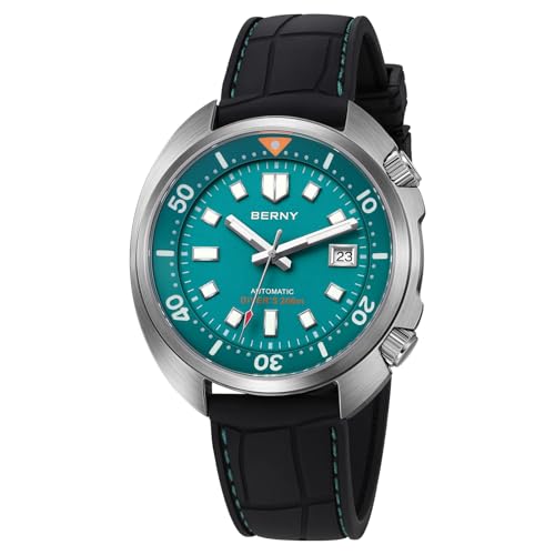BERNY Automatische Herrenuhr 200M wasserdichte Tauchuhr Herrenmechanische Armbanduhr Analoguhr mit Superluminisierter AR-Koating Saphirglas Mode Tauchuhr Geburtstagsgeschenk von BERNY